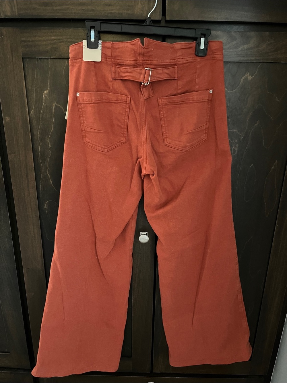 Pilcro Wide-Leg Denim Pants in Rust Orange - Picture 2 of 4